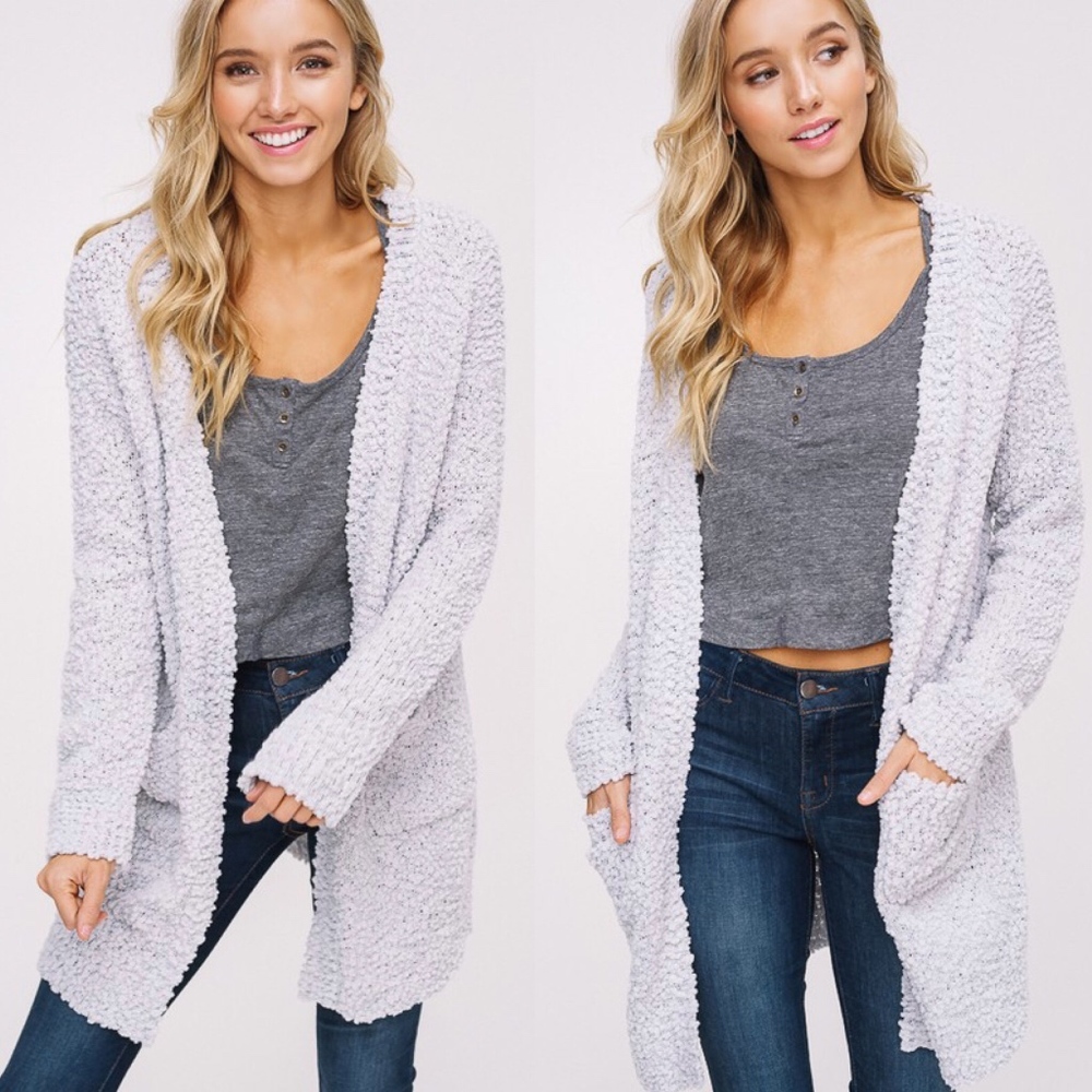 GREY // BEST SELLER Popcorn Cozy Open Cadigan